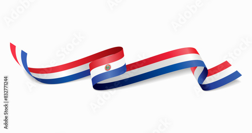Paraguayan flag wavy abstract background. Vector illustration.