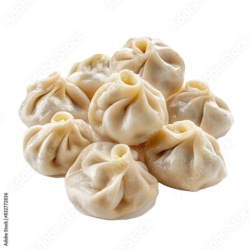 Cluster of fresh and appetizing dumplings isolated on a transparent background, ideal for culinary designs photo