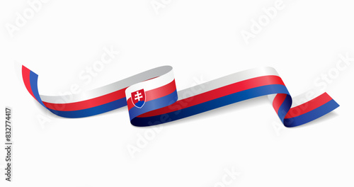 Slovakian flag wavy abstract background. Vector illustration. photo