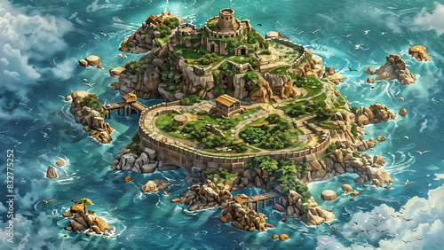  island Battlemap DnD RPG Map for Dungeons and Dragons  Sea game background  place for battle 