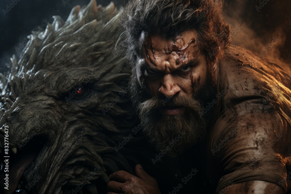 A fearsome and relentless barbarian, harnessing primal rage to overpower opponents. - Generative AI A fearsome and relentless barbarian, harnessing primal rage to overpower opponents. - Generative AI