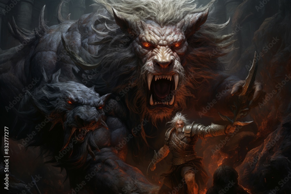 A fearsome and relentless barbarian, harnessing primal rage to overpower opponents. - Generative AI A fearsome and relentless barbarian, harnessing primal rage to overpower opponents. - Generative AI