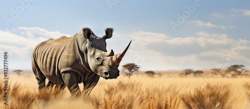 Endangered rhino herding. photo
