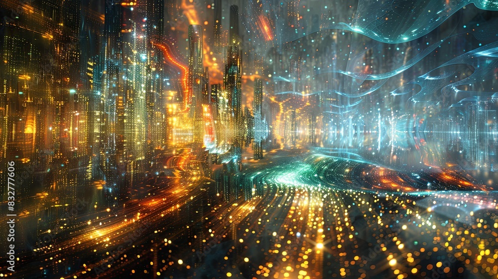 Fototapeta premium A cityscape with a river running through it