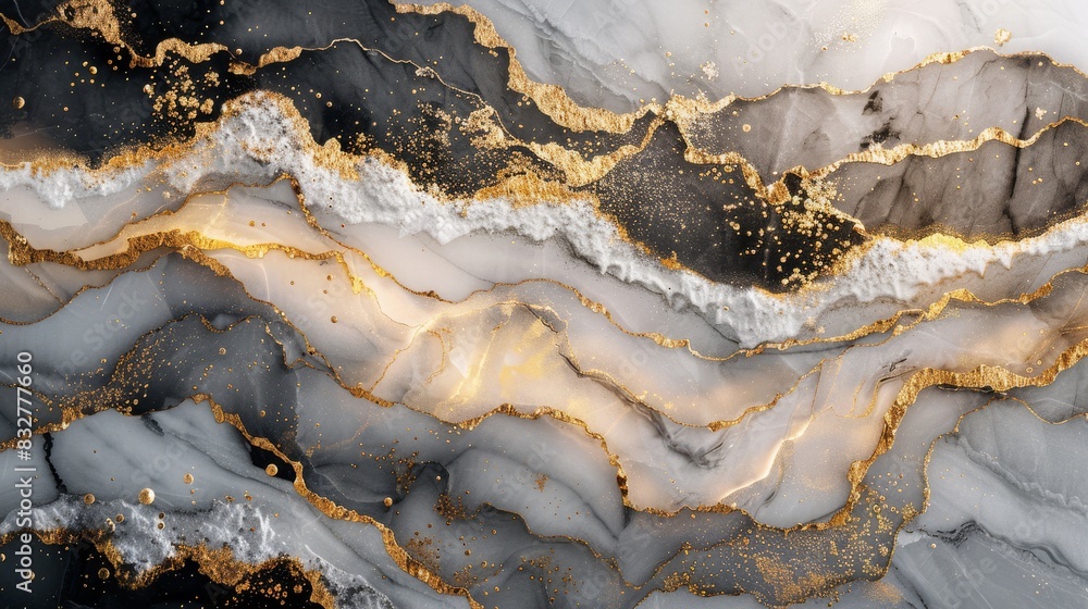 A chic marble background in slate grey, accented with thin veins of metallic silver and gold A chic marble background in slate grey, accented with thin veins of metallic silver and gold