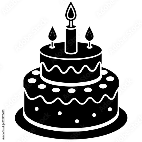 Birthday cake silhouette vector art illustration