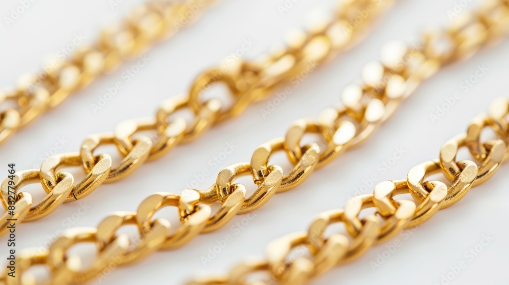 Close up image of gold chain jewelry on white background Close up image of gold chain jewelry on white background