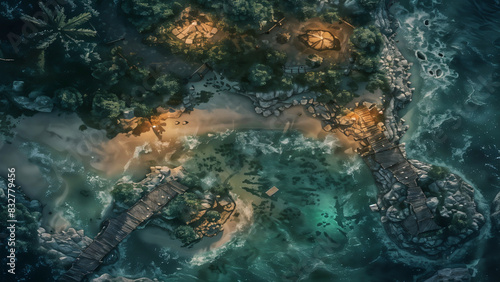  island Battlemap DnD RPG Map for Dungeons and Dragons  Sea game background  place for battle 