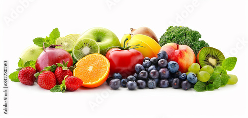 fresh fruit isolated on white background with free copy space for text or design.