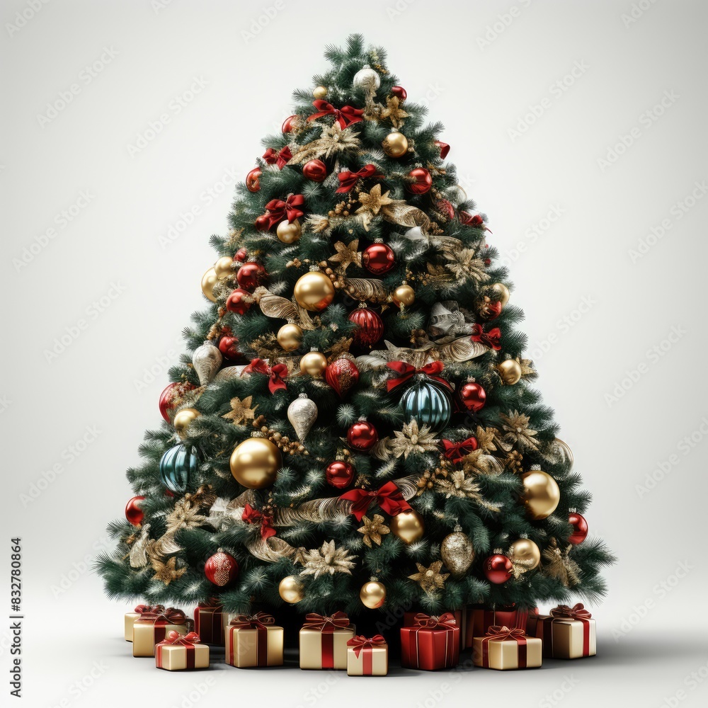 isolated christmas tree with colorful gifts isolated christmas tree with colorful gifts