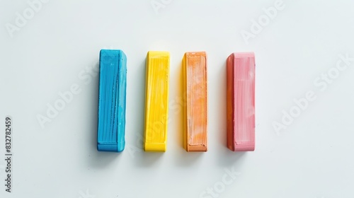 Erasers separated on a white backdrop