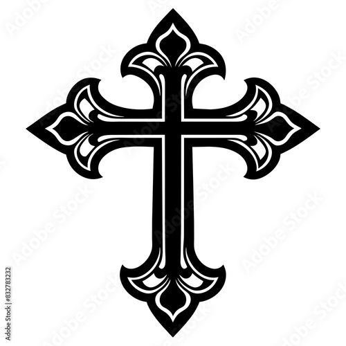 Orthodox cross silhouette vector art illustration 