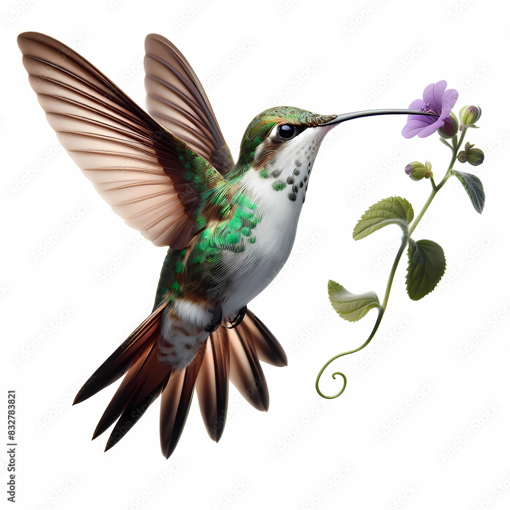 Obraz premium real life like natural hummingbird hovering over the flower
