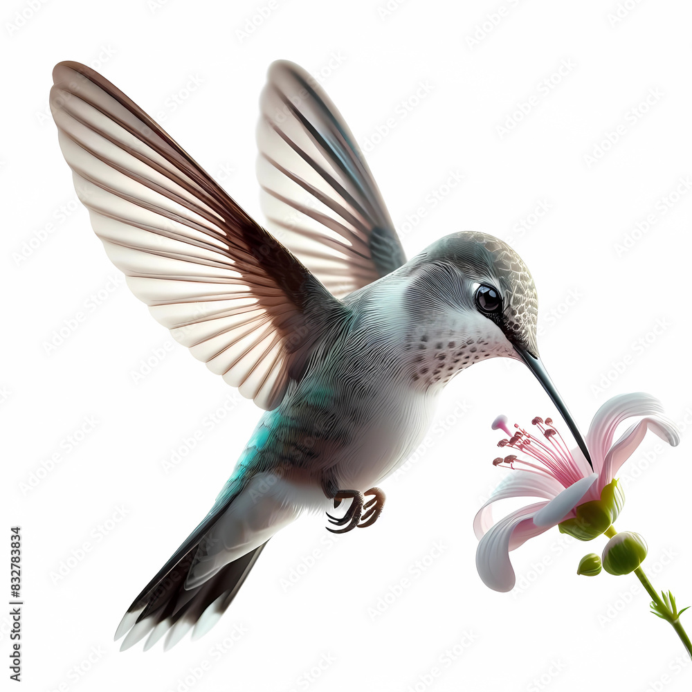 Obraz premium real life like natural hummingbird hovering over the flower