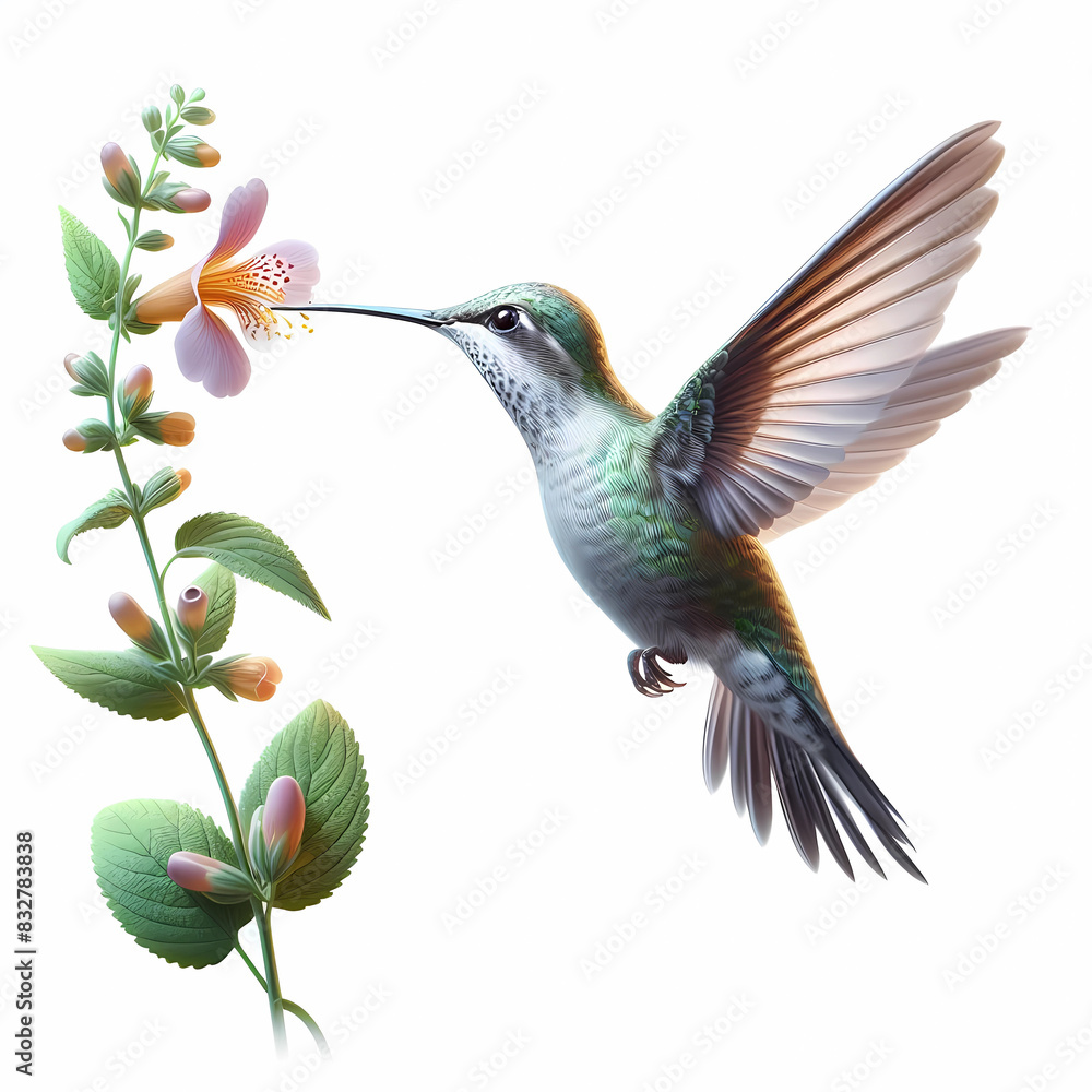 Obraz premium real life like natural hummingbird hovering over the flower