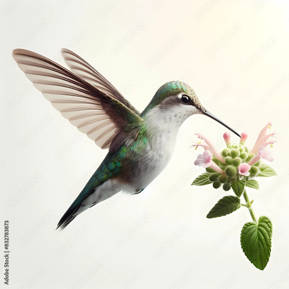 Obraz premium real life like natural hummingbird hovering over the flower