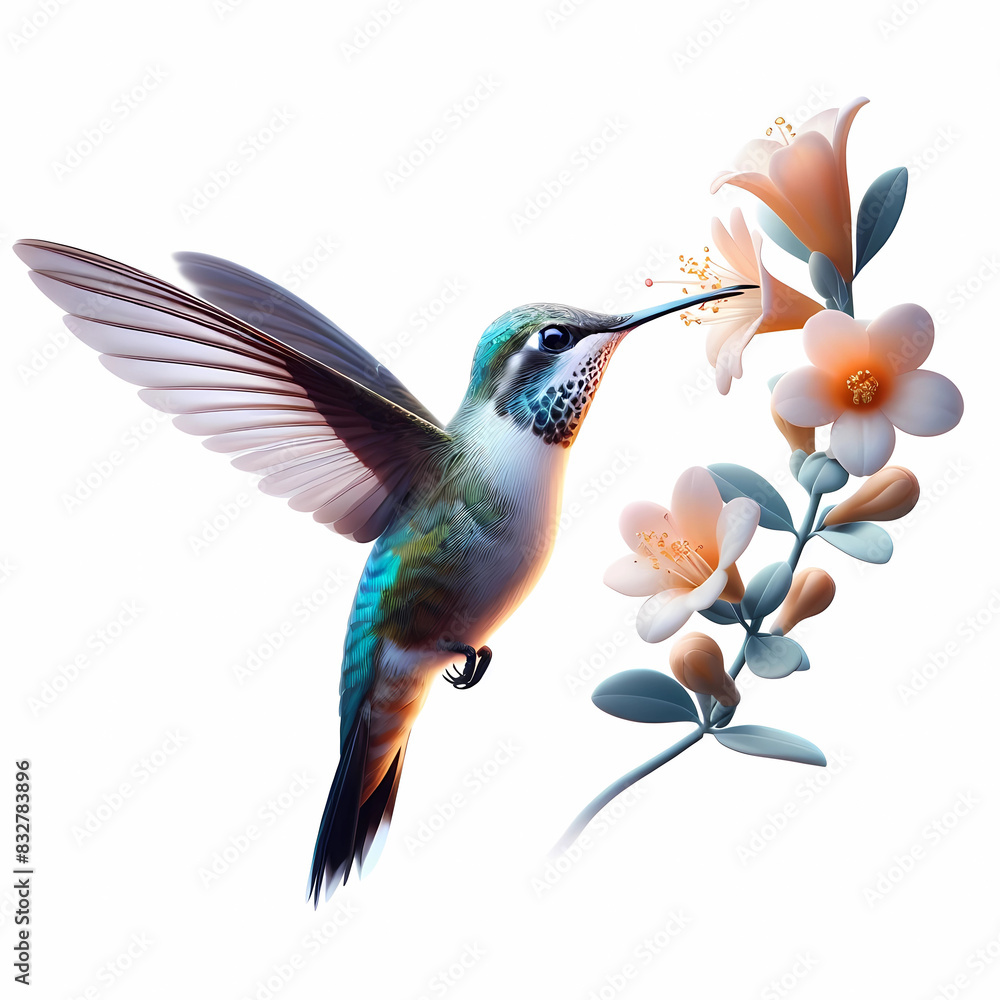 Obraz premium real life like natural hummingbird hovering over the flower