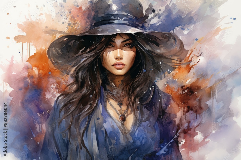 Fototapeta premium A mysterious and enigmatic sorceress, wielding ancient spells and communing with unseen forces. - Generative AI