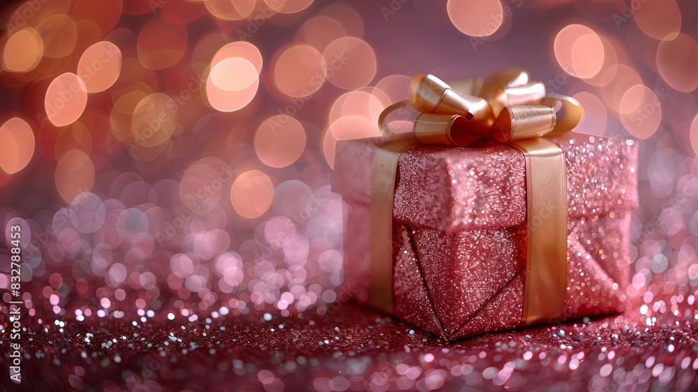 Pink Gift Box With Gold Bow Pink Gift Box With Gold Bow