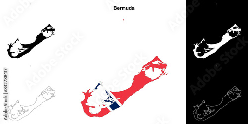 Bermuda blank outline map set