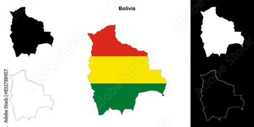 Bolivia blank outline map set