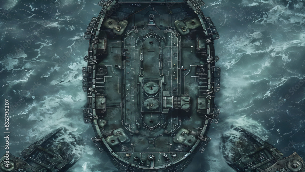 Naklejka premium Sea Ship Battlemap DnD,RPG Map for Dungeons and Dragons, Sea,game background