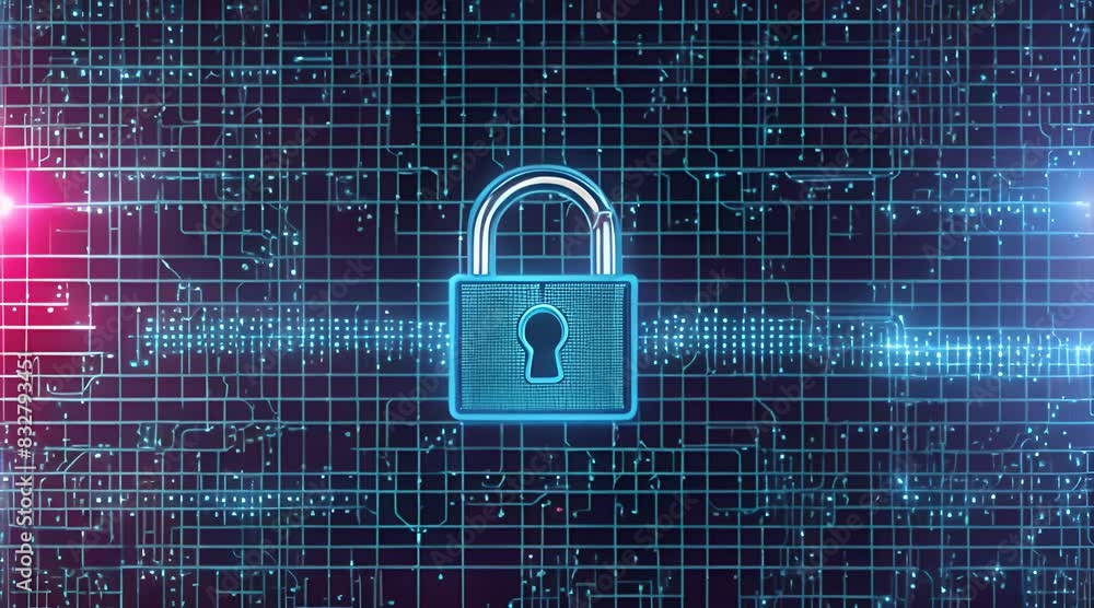 High-tech futuristic cyber security padlock that protects computers from hackers High-tech futuristic cyber security padlock that protects computers from hackers