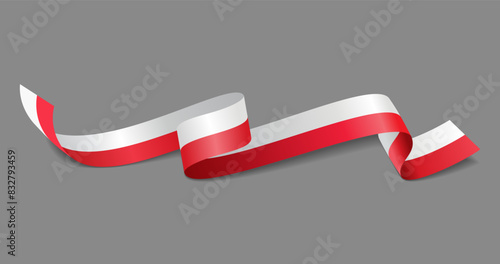 Polish flag wavy abstract background. Vector illustration.