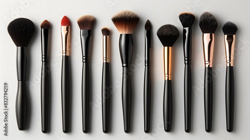 collection of makeup brushes displayed in a mockup against a white backdrop