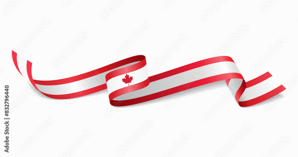Naklejka premium Canadian flag wavy abstract background. Vector illustration.