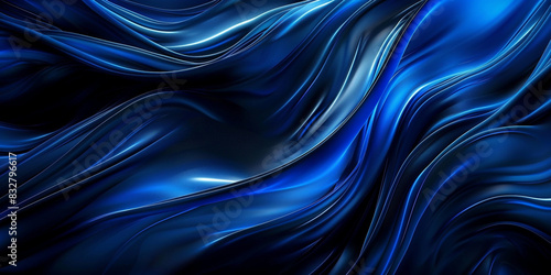  Blue abstract background with wavy lines and glowing elements on a dark blue background