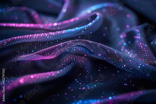 Dynamic holographic surface with shifting iridescent colors for depth and movement