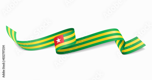 Togolese flag wavy abstract background. Vector illustration.