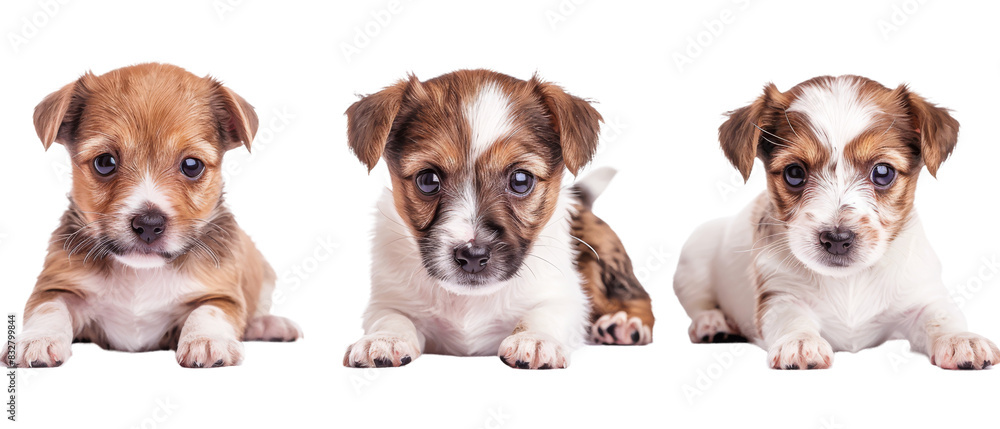 Three Puppies Sitting Next to Each Other Three Puppies Sitting Next to Each Other