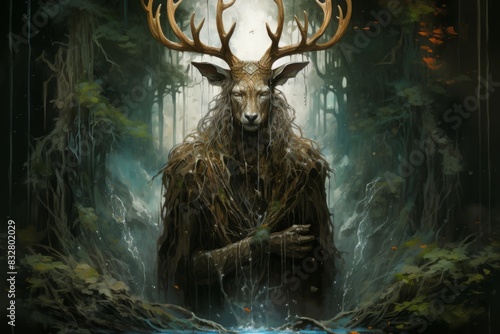 A wise and ancient druid, attuned to nature and capable of transforming into beasts. - Generative AI photo