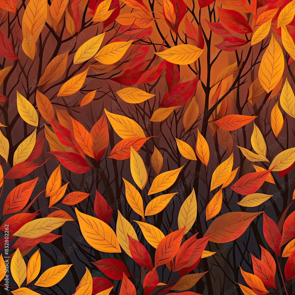 Autumn leaves pattern, seamless print, autumn theme