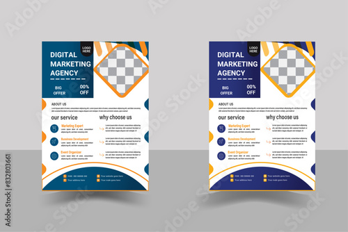New modern business flyer templates,two type of different colours,easily editable and layer set up abstract business flyer design.