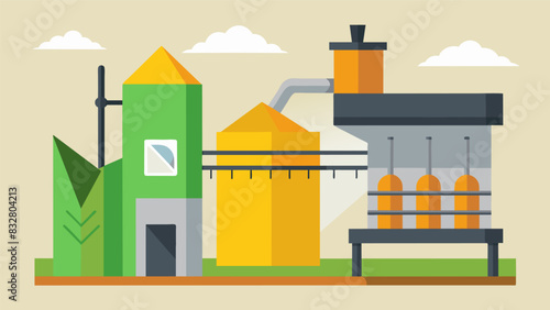 An industrial dryer used to dry and grind corn into a fine powder before its made into ethanol.. Vector illustration