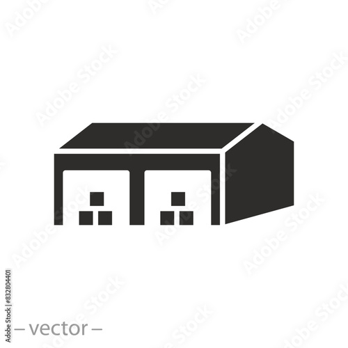 depot or industrial storehouse icon, warehouse flat symbol on white background - vector illustration