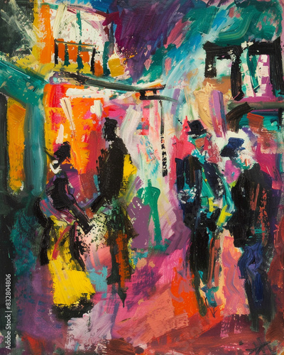 An exuberant Fauvist scene bursting with vibrant colors, bold brushstrokes, and expressive forms © Denis Tuev