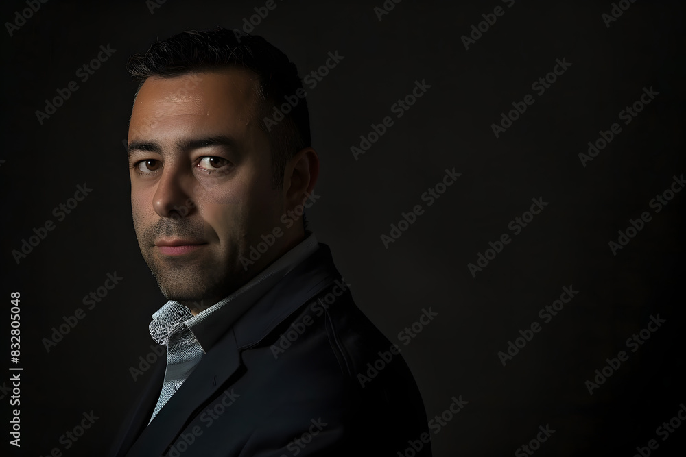 portrait of a man, black background, soft light, information technology manager, portrait of a man, black background, soft light, information technology manager,