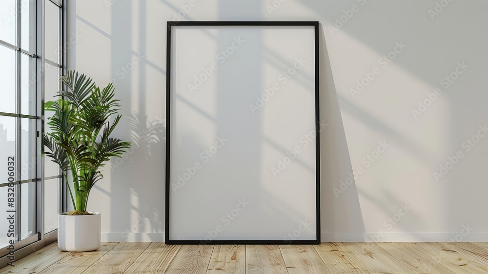 Empty Room With Plant and Large Picture Frame Empty Room With Plant and Large Picture Frame