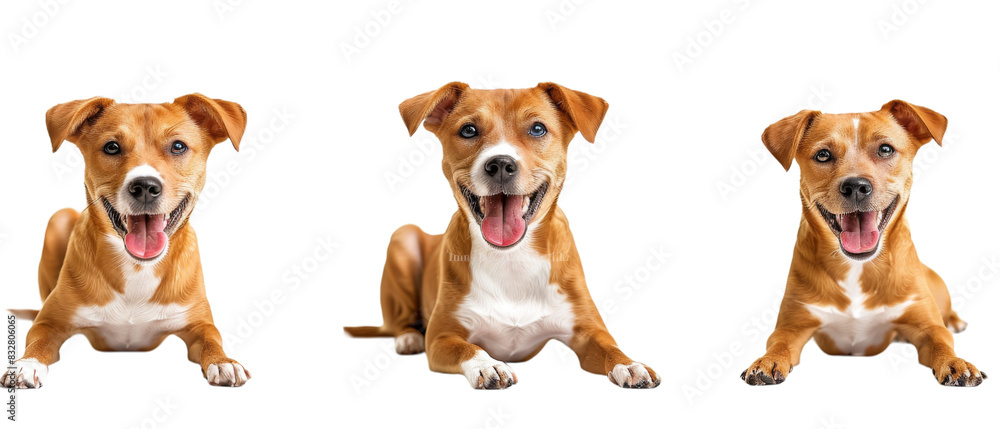 Three Dogs Sitting Down With Their Mouths Open Three Dogs Sitting Down With Their Mouths Open