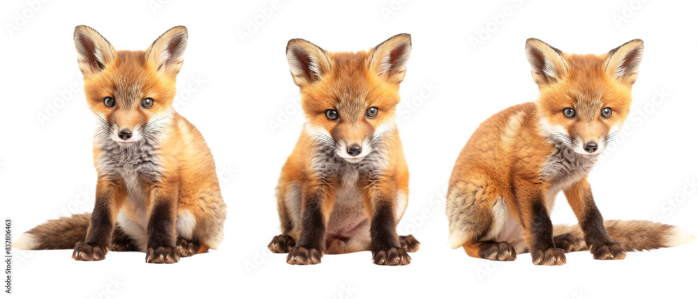 Three Pictures of a Fox Sitting Next to Each Other Three Pictures of a Fox Sitting Next to Each Other