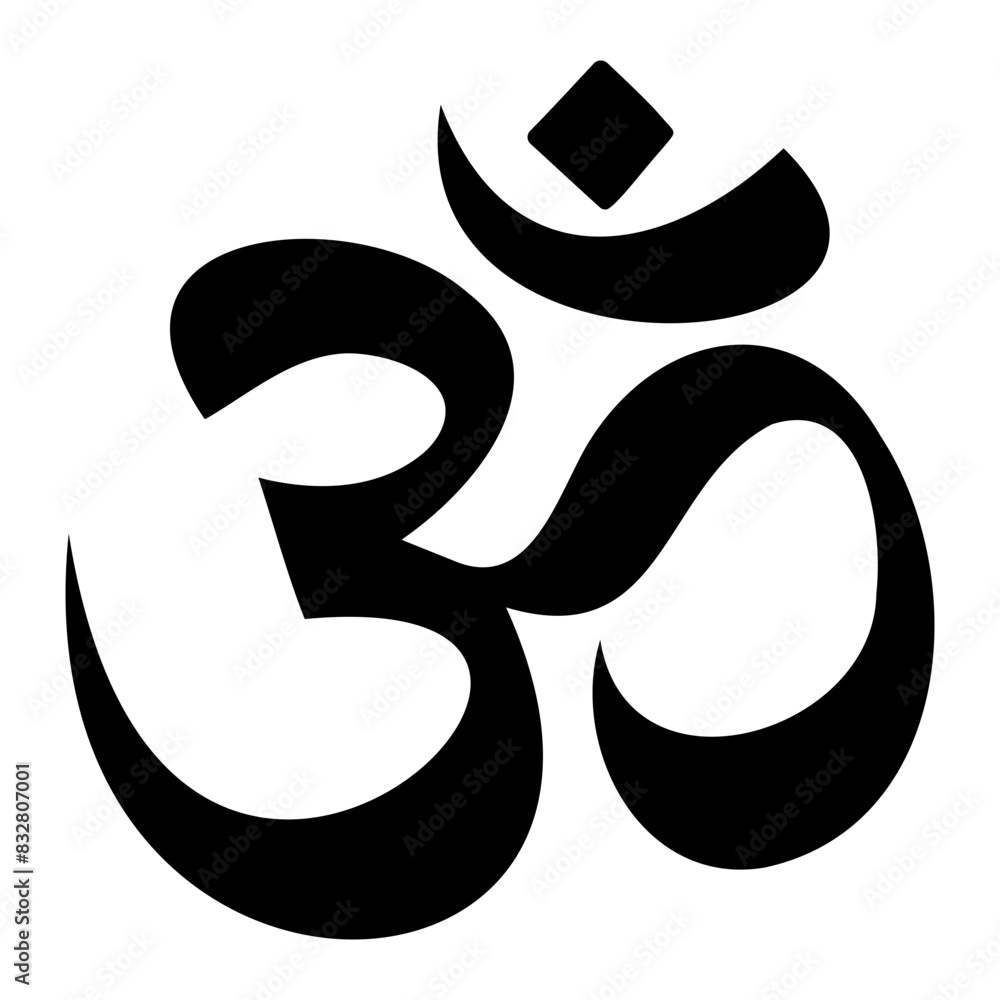 Obraz premium OM - Sacred sound, the primary mantra, the symbol of the divine trinity, the quintessence of the Word. The sound OM was the first manifestation of the creation of the Universe. 