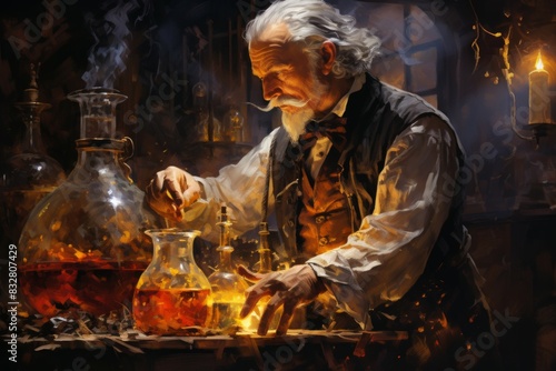 A master of alchemy and potion-making, concocting potent brews with mystical effects. - Generative AI © Sidewaypics