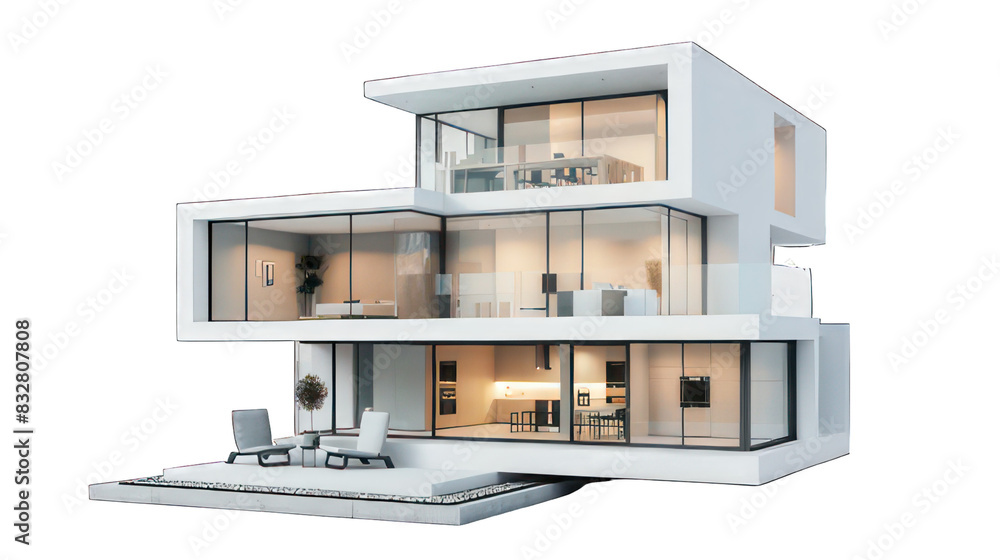 Modern cube appartement isolated on white created with Generative AI Modern cube appartement isolated on white created with Generative AI