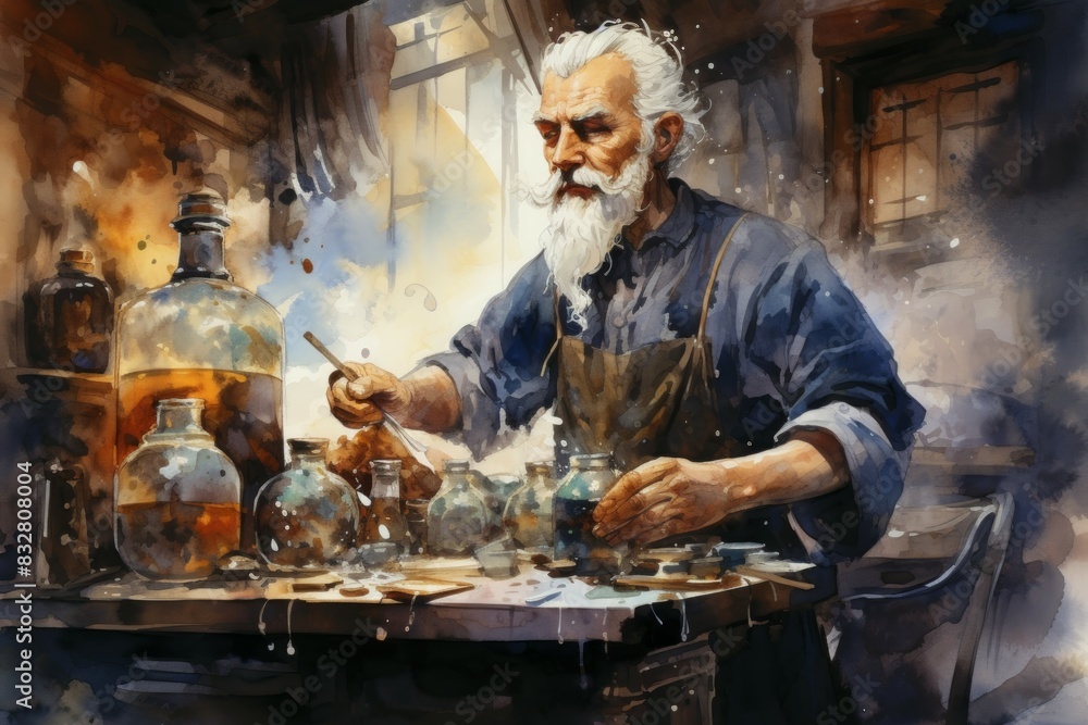 A master of alchemy and potion-making, concocting potent brews with mystical effects. - Generative AI A master of alchemy and potion-making, concocting potent brews with mystical effects. - Generative AI