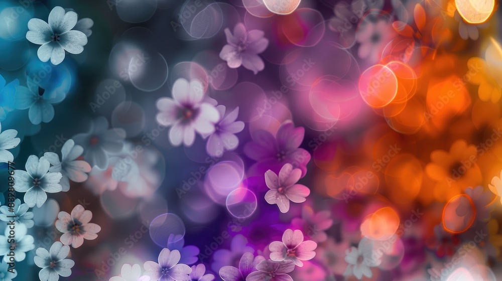 Abstract background with a bright gradient image of plastic flowers in white gray purple and black creating a light blurred picture with hints of white blue and orange featuring love hearts Abstract background with a bright gradient image of plastic flowers in white gray purple and black creating a light blurred picture with hints of white blue and orange featuring love hearts