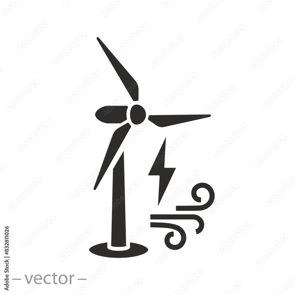 eco power generator icon, wind energy turbine, modern electric station, plant renewable, flat symbol on white background - vector illustration eco power generator icon, wind energy turbine, modern electric station, plant renewable, flat symbol on white background - vector illustration